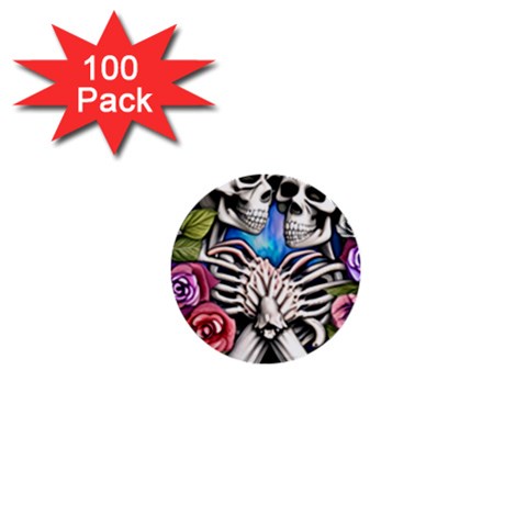 Floral Skeletons 1  Mini Buttons (100 pack)  from ArtsNow.com Front