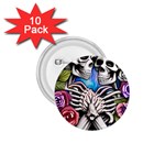 Floral Skeletons 1.75  Buttons (10 pack)