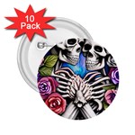 Floral Skeletons 2.25  Buttons (10 pack) 