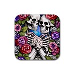 Floral Skeletons Rubber Coaster (Square)