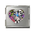 Floral Skeletons Mega Link Heart Italian Charm (18mm)