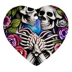 Floral Skeletons Heart Ornament (Two Sides)
