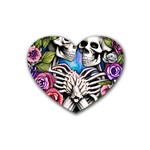 Floral Skeletons Rubber Heart Coaster (4 pack)