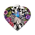 Floral Skeletons Dog Tag Heart (One Side)