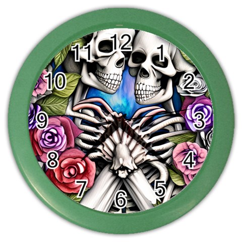 Floral Skeletons Color Wall Clock from ArtsNow.com Front