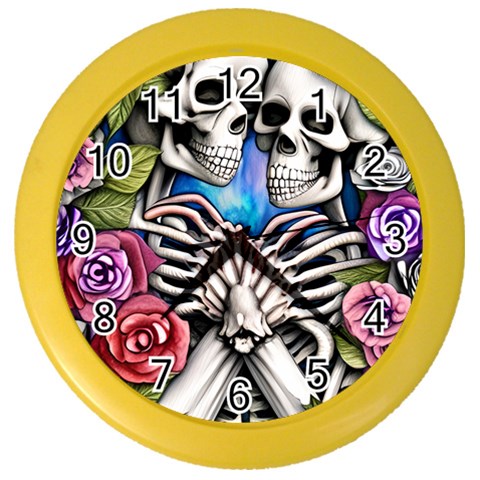 Floral Skeletons Color Wall Clock from ArtsNow.com Front
