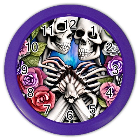 Floral Skeletons Color Wall Clock from ArtsNow.com Front