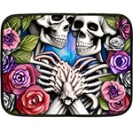 Floral Skeletons One Side Fleece Blanket (Mini)