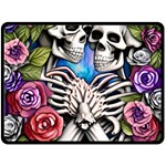 Floral Skeletons One Side Fleece Blanket (Large)