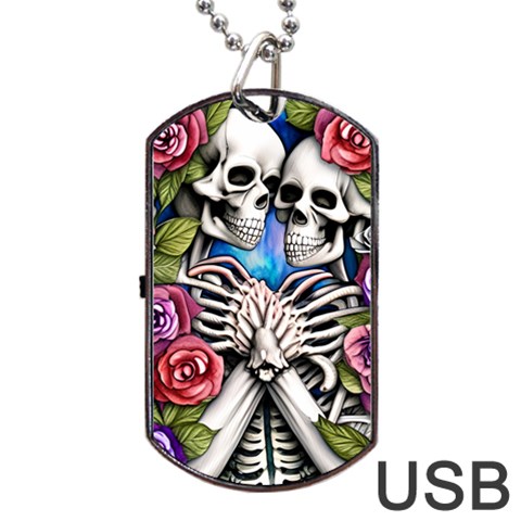 Floral Skeletons Dog Tag USB Flash (One Side) from ArtsNow.com Front