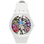 Floral Skeletons Round Plastic Sport Watch (M)