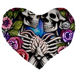 Floral Skeletons Large 19  Premium Heart Shape Cushions