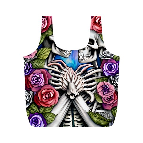 Floral Skeletons Full Print Recycle Bag (M) from ArtsNow.com Front