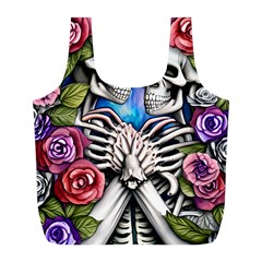 Floral Skeletons Full Print Recycle Bag (L) from ArtsNow.com Back