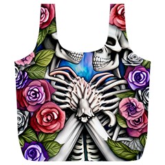 Floral Skeletons Full Print Recycle Bag (XL) from ArtsNow.com Front