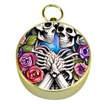 Floral Skeletons Gold Compasses