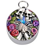 Floral Skeletons Silver Compasses