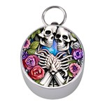 Floral Skeletons Mini Silver Compasses