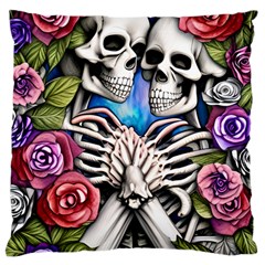 Floral Skeletons Large Premium Plush Fleece Cushion Case (Two Sides) from ArtsNow.com Front