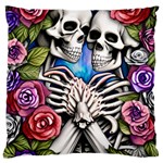 Floral Skeletons Large Premium Plush Fleece Cushion Case (Two Sides)