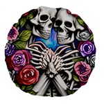 Floral Skeletons Large 18  Premium Flano Round Cushions