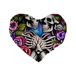 Floral Skeletons Standard 16  Premium Flano Heart Shape Cushions