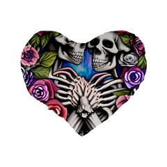 Floral Skeletons Standard 16  Premium Flano Heart Shape Cushions from ArtsNow.com Back