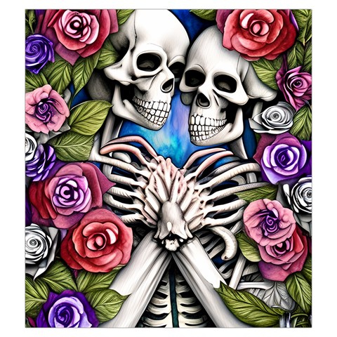 Floral Skeletons Drawstring Pouch (2XL) from ArtsNow.com Front