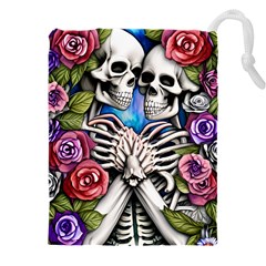 Floral Skeletons Drawstring Pouch (5XL) from ArtsNow.com Front
