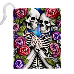 Floral Skeletons Drawstring Pouch (5XL) from ArtsNow.com Back