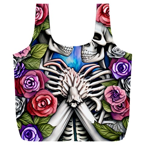 Floral Skeletons Full Print Recycle Bag (XXL) from ArtsNow.com Front