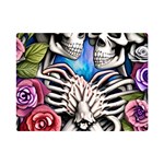 Floral Skeletons One Side Premium Plush Fleece Blanket (Mini)