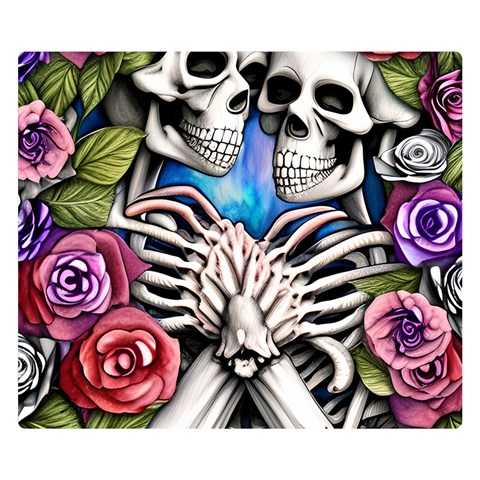 Floral Skeletons One Side Premium Plush Fleece Blanket (Small) from ArtsNow.com 50 x40  Blanket Front