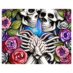 Floral Skeletons One Side Premium Plush Fleece Blanket (Medium)