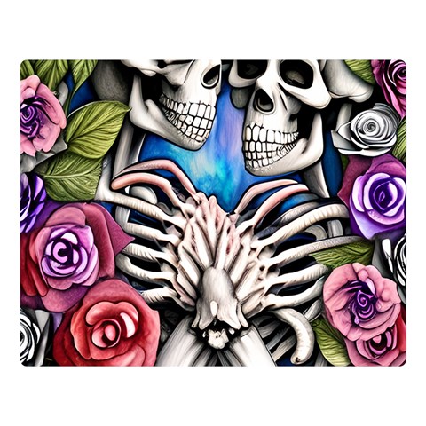 Floral Skeletons One Side Premium Plush Fleece Blanket (Large) from ArtsNow.com 80 x60  Blanket Front