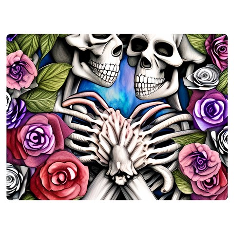 Floral Skeletons One Side Premium Plush Fleece Blanket (Extra Small) from ArtsNow.com 40 x30  Blanket Front
