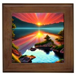 Sunset Over A Lake Framed Tile