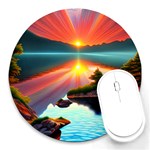 Sunset Over A Lake Round Mousepad