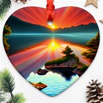 Sunset Over A Lake Ornament (Heart)