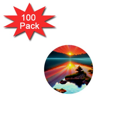 Sunset Over A Lake 1  Mini Buttons (100 pack)  from ArtsNow.com Front