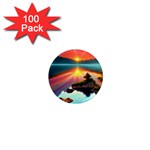 Sunset Over A Lake 1  Mini Magnets (100 pack) 