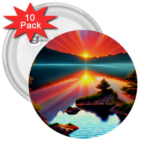Sunset Over A Lake 3  Buttons (10 pack)  from ArtsNow.com Front