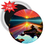 Sunset Over A Lake 3  Magnets (100 pack)