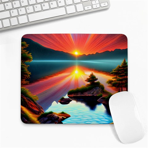 Sunset Over A Lake Large Mousepad from ArtsNow.com Front