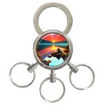 Sunset Over A Lake 3-Ring Key Chain