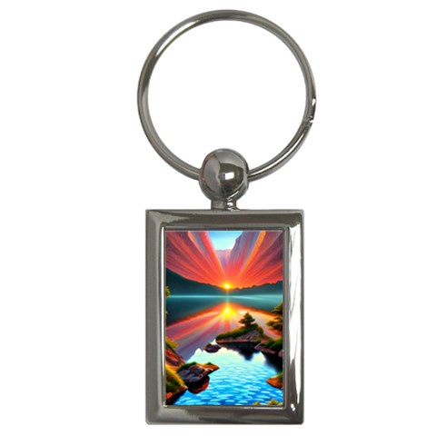 Sunset Over A Lake Key Chain (Rectangle) from ArtsNow.com Front