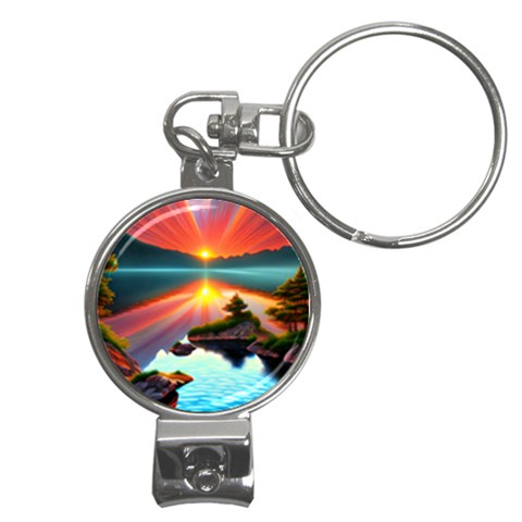 Sunset Over A Lake Nail Clippers Key Chain from ArtsNow.com Front