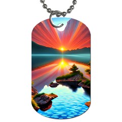 Sunset Over A Lake Dog Tag (Two Sides) from ArtsNow.com Back