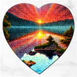 Sunset Over A Lake Jigsaw Puzzle (Heart)