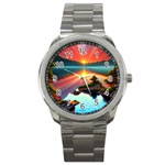 Sunset Over A Lake Sport Metal Watch